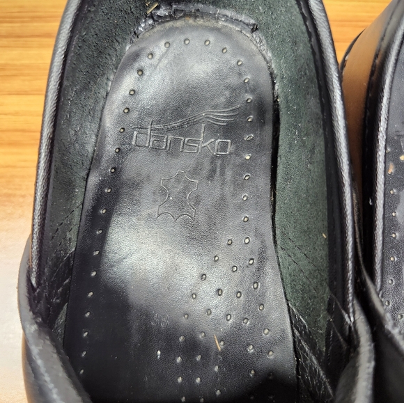 Dansko Women's Professional Black Leather Clogs EU38 US7.5–8 Preowned Work Shoe - Picture 10 of 12